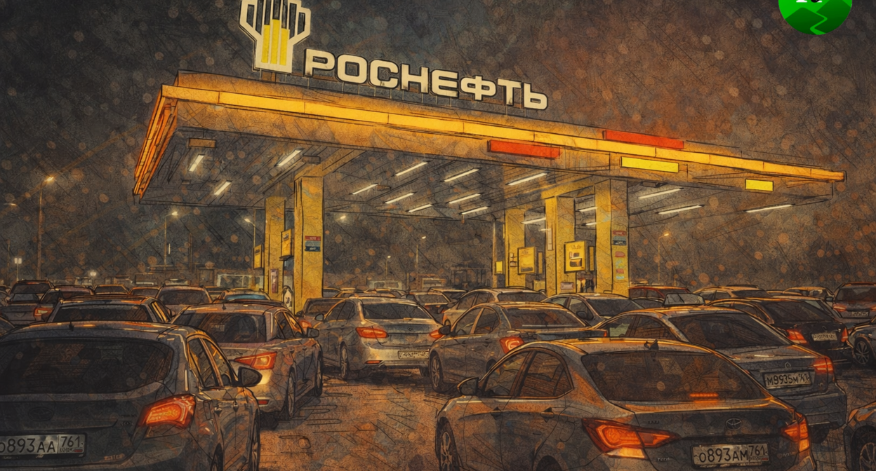 Автомобили на АЗС. Иллюстрация создана "Кавказским узлом" с помощью ИИ в программе Copilot