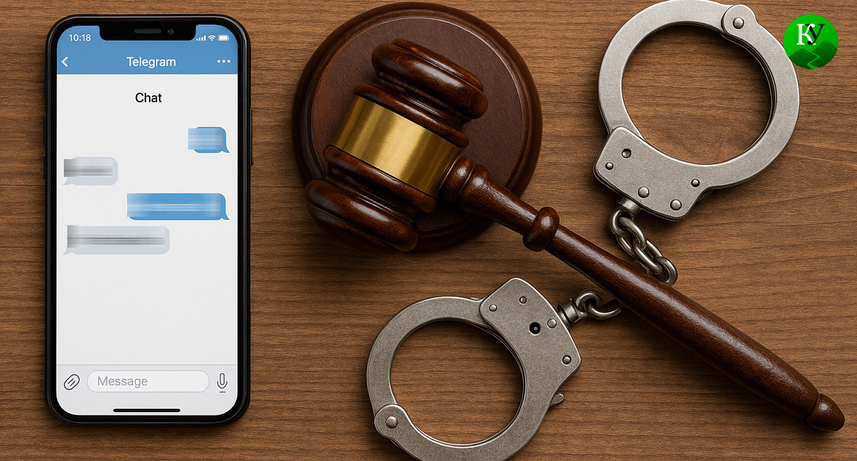 Телеграм и молоток судьи. Иллюстрация создана «Кавказским узлом» с помощью ИИ в программе Copilot