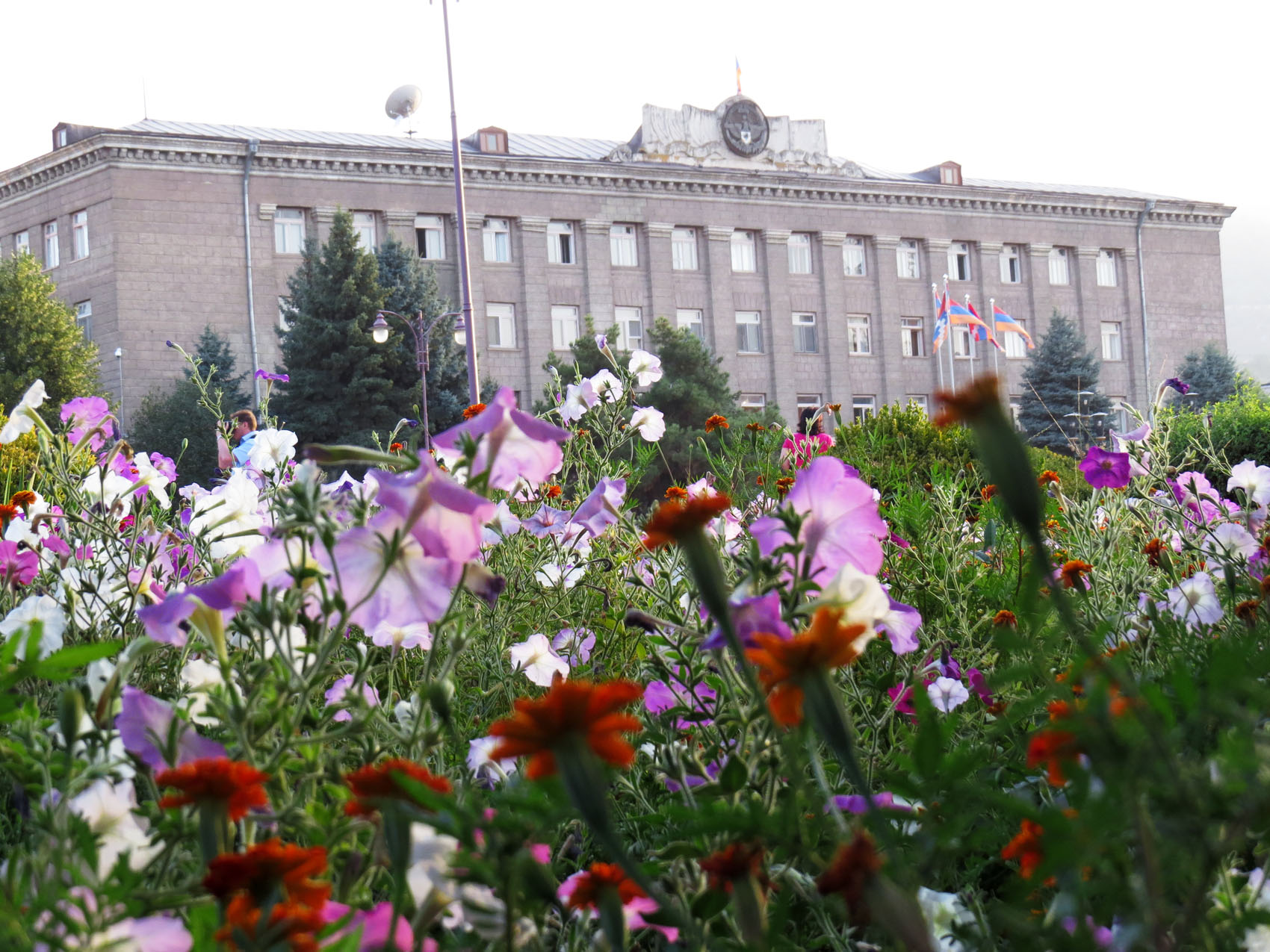 Сквозь цветы -  здание президентского аппарата.