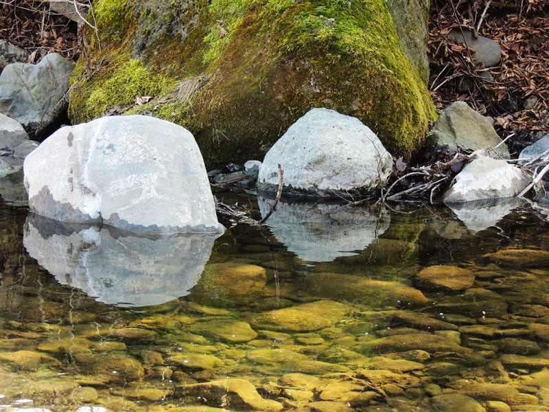 Отражения камней в воде.